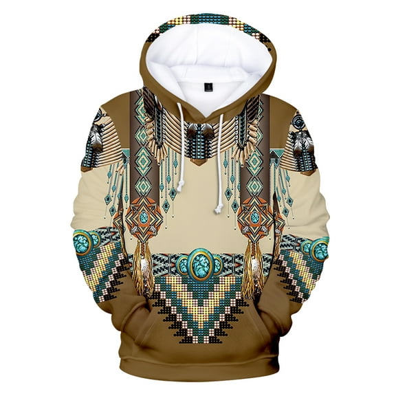 Retro tribal culture themed fashionable men's and women's casual hoodies, fun hoodies