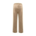 thumbnail image 7 of WULMLEO Linen Pants Women Summer Drawstring Straight Leg Pants High Waisted Loose Fit Casual Beach Trousers with Pockets Khaki S, 7 of 7