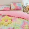 thumbnail image 3 of RYNGHIPY Twin Faux Fur Bedding Set for Girls 3Pcs Rainbow Bubble Comforter Set for Kids Tie-Dyeing Rainbow Bed Comforter Set with 1 Plush Fuzzy Comforter and 2 Pillowcases, 3 of 8