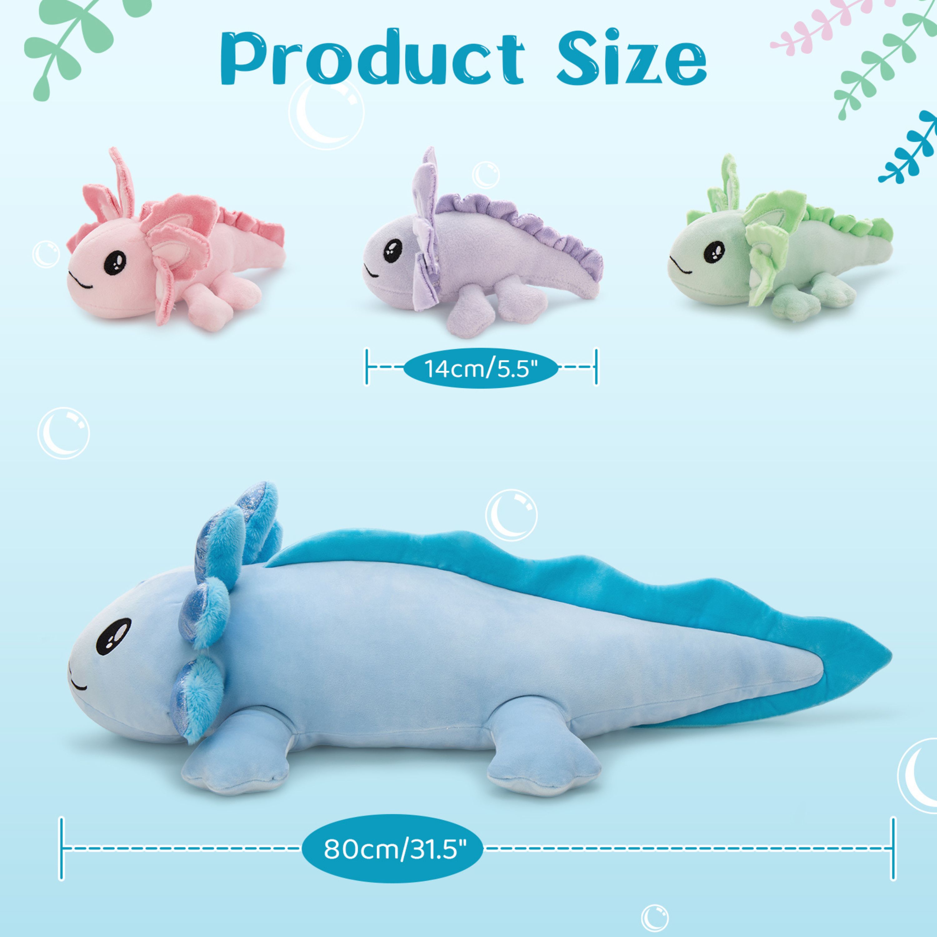 Tezituor 4Pcs Axolotl Stuffed Animal 32" Giant Axolotl Plush with 3 Babies Plush Toy