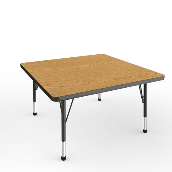 ECR4Kids 36" x 36" Square Activity Table, Toddler Legs w/Ball Glides (Oak Top/Black Edge/Black Legs)
