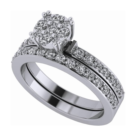 Nana Lab Created CVD Diamond 6.5mm 3/8ctw Cluster Engagement Ring 10kt White Gold Size 5