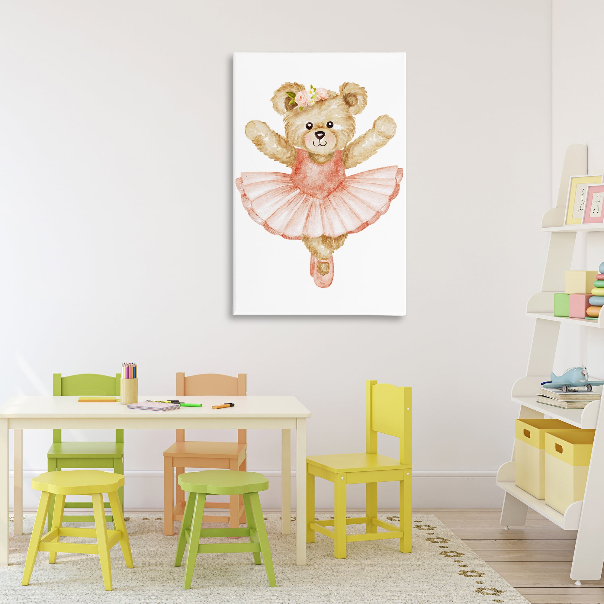 Teddy Bear Ballet Tutu Canvas Wall Art, design by Amy Hall