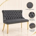 thumbnail image 4 of SESSLIFE Velvet Dining Bench with Back, 2 Seat Upholstered Banquette Bench with Nailhead Trim and Stainless Steel Legs, Dining Room Bench for Kitchen, Entryway, Gray, 4 of 8