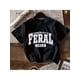 thumbnail image 1 of 1pc Girls' "Somebody's Feral Child" Graphic Tee - Soft Black Shirt with Bold White Lettering, Loose Fit Casual everyday Summer outfits for Kids, Shirts for Girls, Comfortable Playwear, Round Neckline, 1 of 7