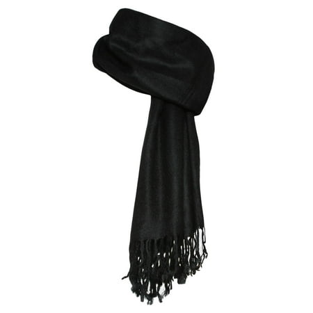 Soft Shawl Wrap Scarf with Fringes, Black