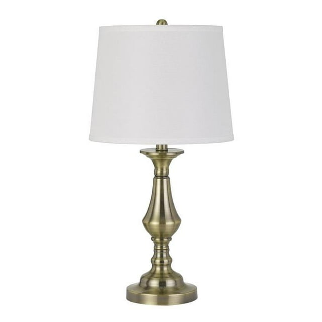 Benjara BM233318 Turned Pedestal Style Stand Metal Table Lamp, Brass - Set of 2