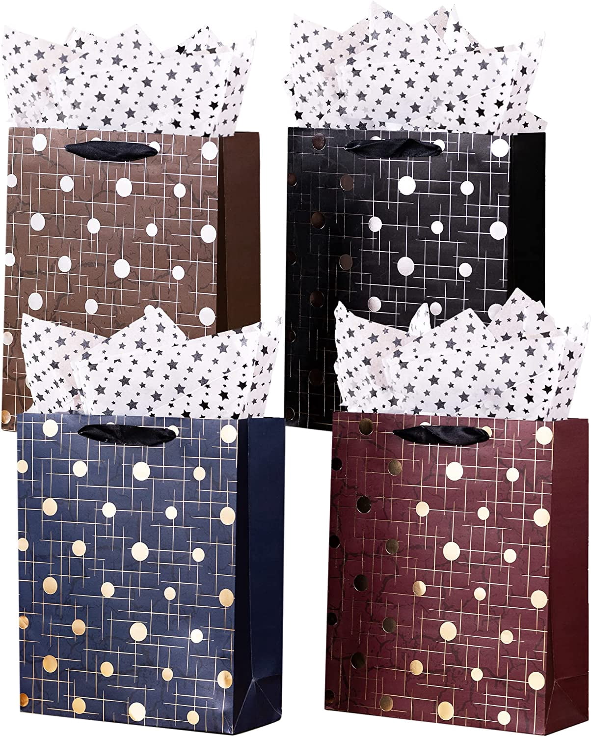 SHIPKEY 12 Pack 13" Large Gift Bags with Polka Dots, Gift Bags in
