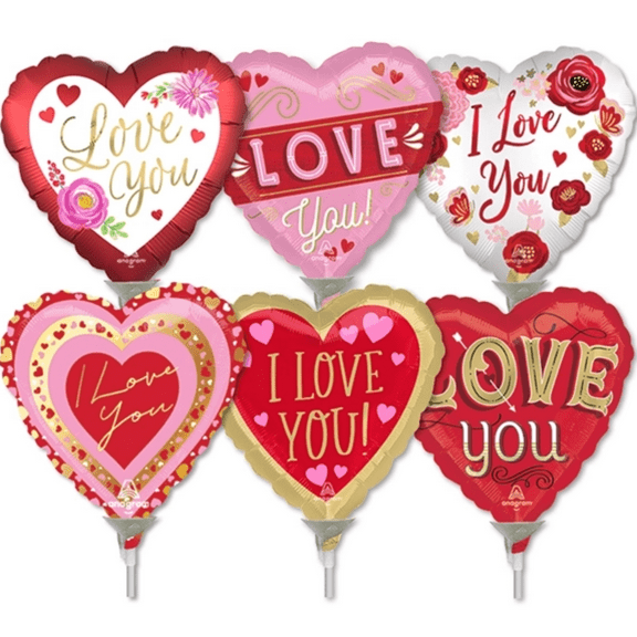 LoonBalloon 4 Inch Love Stick Value Pack Balloons (30 Pack) - Pre-Inflated