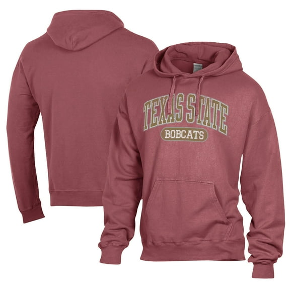 Men's Comfort Wash Maroon Texas State Bobcats Lightweight Fleece Pullover Hoodie