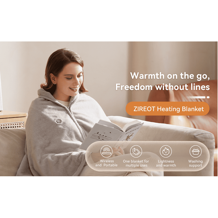 Zireot Heated Blanket Battery Operated with Battery Pack Cordless USB Heated Shawl Outdoor Portable Blanket with Battery on the go Heated Throw 3