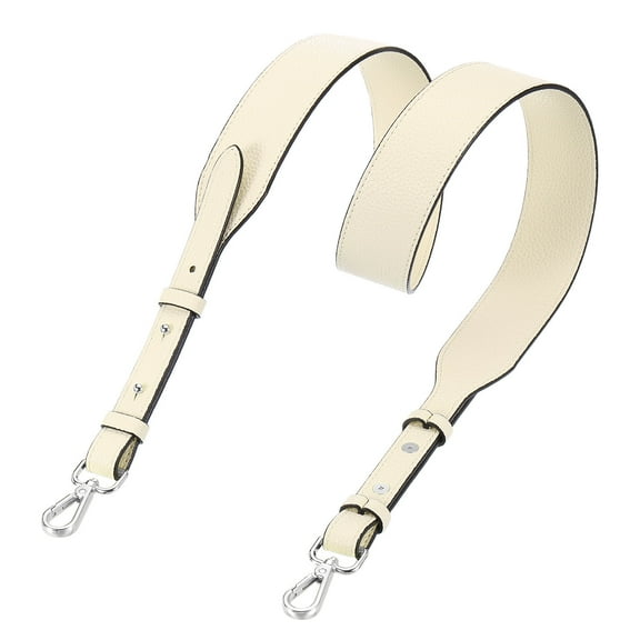 PU Leather Purse Strap, 41.7"-45.3" Adjustable Crossbody Replacement Straps 1.5" Width for Handbags, Shoulder Bag (Cream, Silver Clasp)