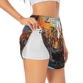 thumbnail image 1 of Balery Colorful Plant Tiger Pantalones cortos deportivos para mujer con forro y dos bolsillos, elásticos, para entrenamiento, gimnasio, yoga-XX-Large, 1 of 7