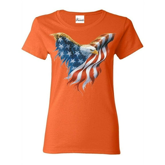 Women's T-Shirt Short Sleeve - American Flag Eagle USA
