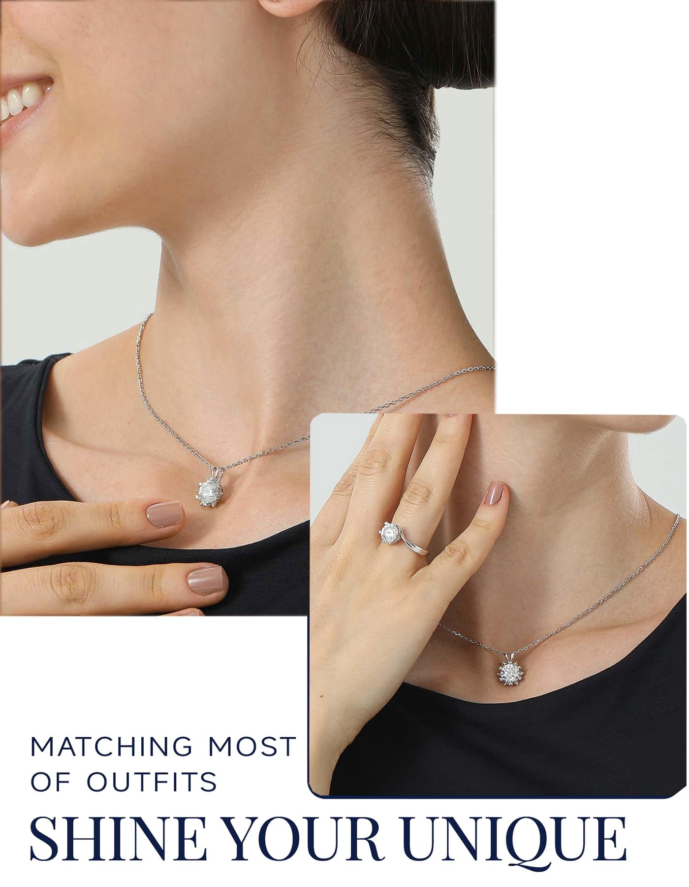 MomentWish 1Carat Moissanite Necklace for Women, VVS1 Simulated Diamond 925 Sterling Silver Necklace,Anniversary Gifts for Wife