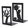 thumbnail image 1 of 2 Pcs Cat Tree & Cat Planet Themed Iron Bookends - Heavy-Duty Rust-Resistant Metal Book Supports with Smooth Baking Varnish Surface, Sturdy Desktop Organizer for Books, Magazines, Perfect for Home,, 1 of 7