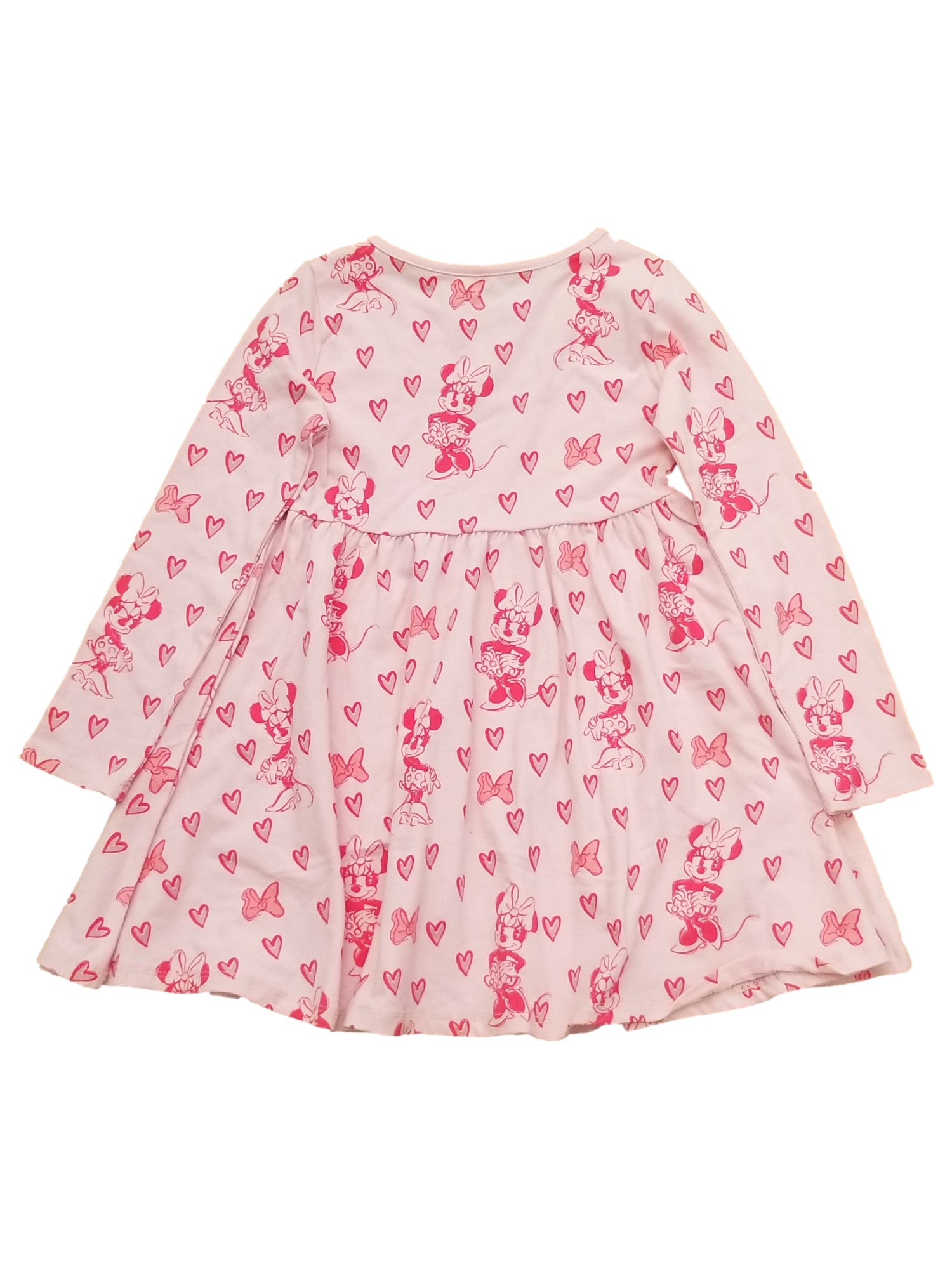 Disney Minnie Mouse Toddler Girls Pink Long Sleeve Hearts Valentines Dress 12 MO