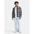 thumbnail image 2 of No Boundaries Collared Cotton Boxy Cropped Fit Flannel Shirt, Men's and Big Men's Sizes XS-5XL, 2 of 5