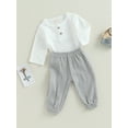 thumbnail image 3 of Wassery Toddler Boys Fall Outfit Sets 6M 12M 18M 24M 3T 4T Infant Baby Boys Clothes Contrast Color Long Sleeve Sweatshirt  T-shirt and Long Pants Autumn Outfit 0-4T, 3 of 9