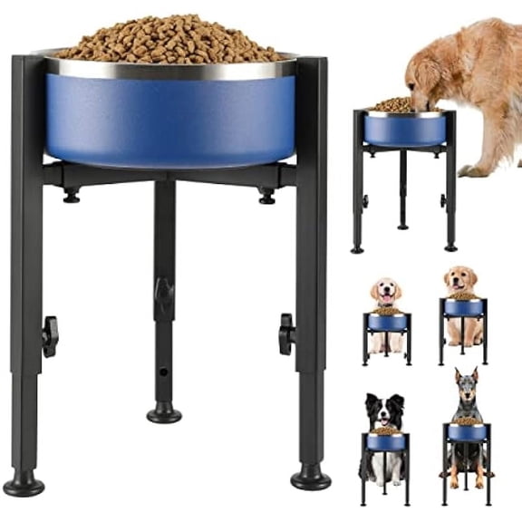 Bottlepic Raised Dog Bowl Stand, Elevated Food & Water Feeder Bowl Holder with Height Adjustment for Large Breed Large Medium Dogs, Black