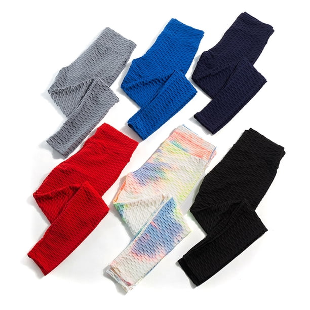 Legging de yoga para mujer Cintura alta con control de barriga texturizado para levantamiento de glúteos fruncidos