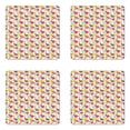 thumbnail image 1 of Floral Coaster Set of 4, Tropical Summer Flowers in Warm Summer Tones Repetitive Spring Time Layout, Square Hardboard Gloss Coasters, Standard Size, Yellow Multicolor, by Ambesonne, 1 of 2