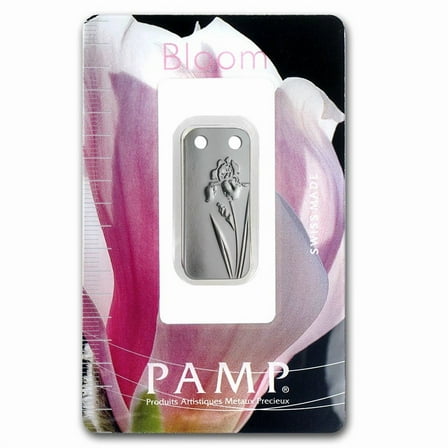 Pamp Suisse Bloom Ingot Iris Pendant 1/5 oz Silver Bar w/ Box & Bag