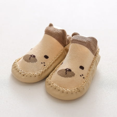 

TOWED22 Toddler Walking Shoes Socks Baby Shoes Girls Non-Slip Shoes Cartoon First Kids Floor Walking The Boys Baby Shoes Khaki