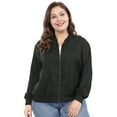 thumbnail image 4 of GRACE & GRANDEUR Women's Plus Size Contrast Trim Zipper Hip Length Bomber Jacket, 4 of 6