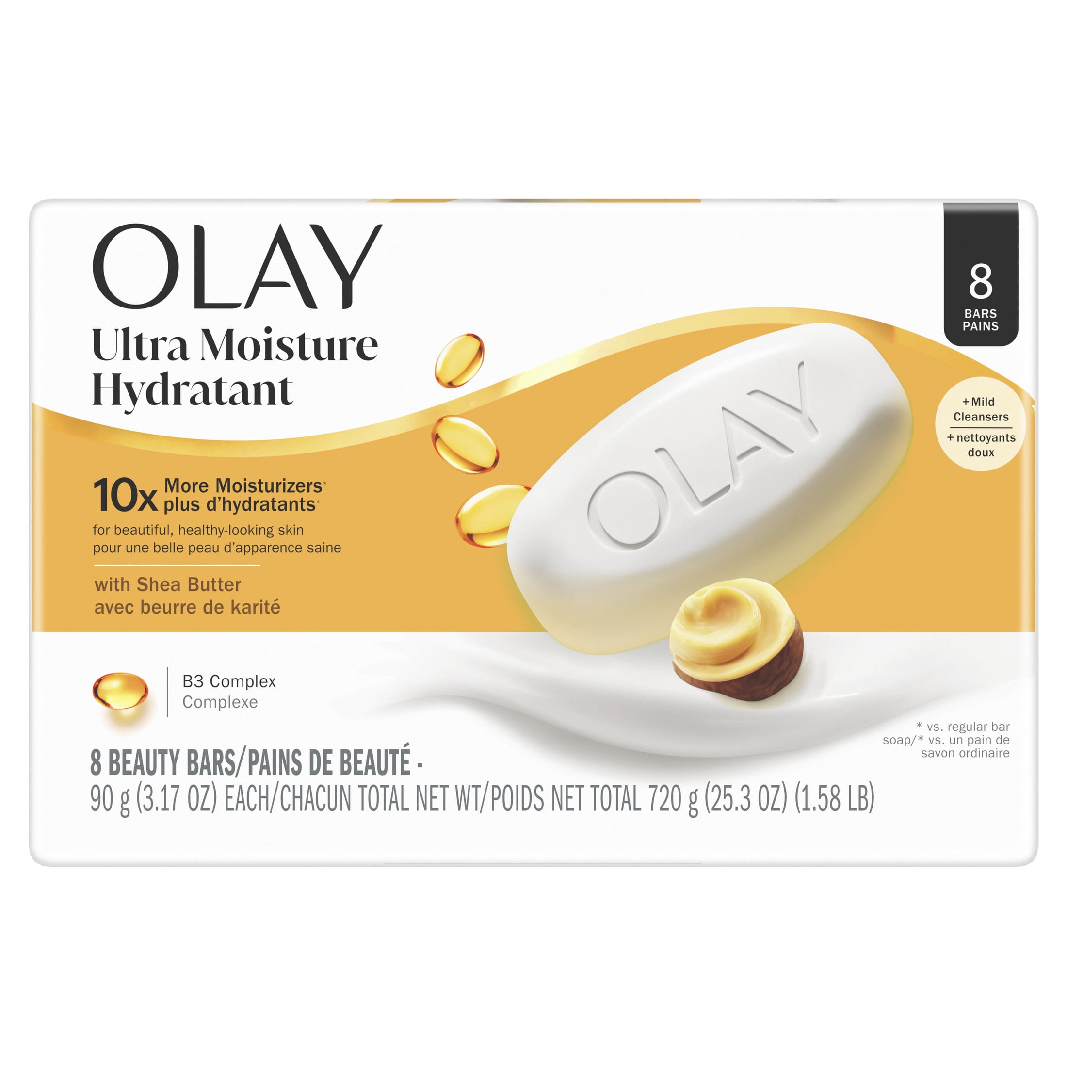 Olay Ultra Moisture Shea Butter Beauty Bar with Vitamin B3 Complex 3.17oz, 8 Count