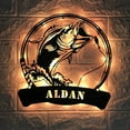 thumbnail image 2 of Craftnamesign Custom Bass Fishing Metal Wall Art LED Light, Bait Hook Bass Fish Decor, 2 of 5