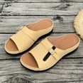 thumbnail image 6 of Slippers for Women,Wedge Sandals Summer Fashion Lightweight Buckle Design Comfortable Casual Outdoor Beach Walking Shoes,Womens Slippers,Yellow,5, 6 of 6