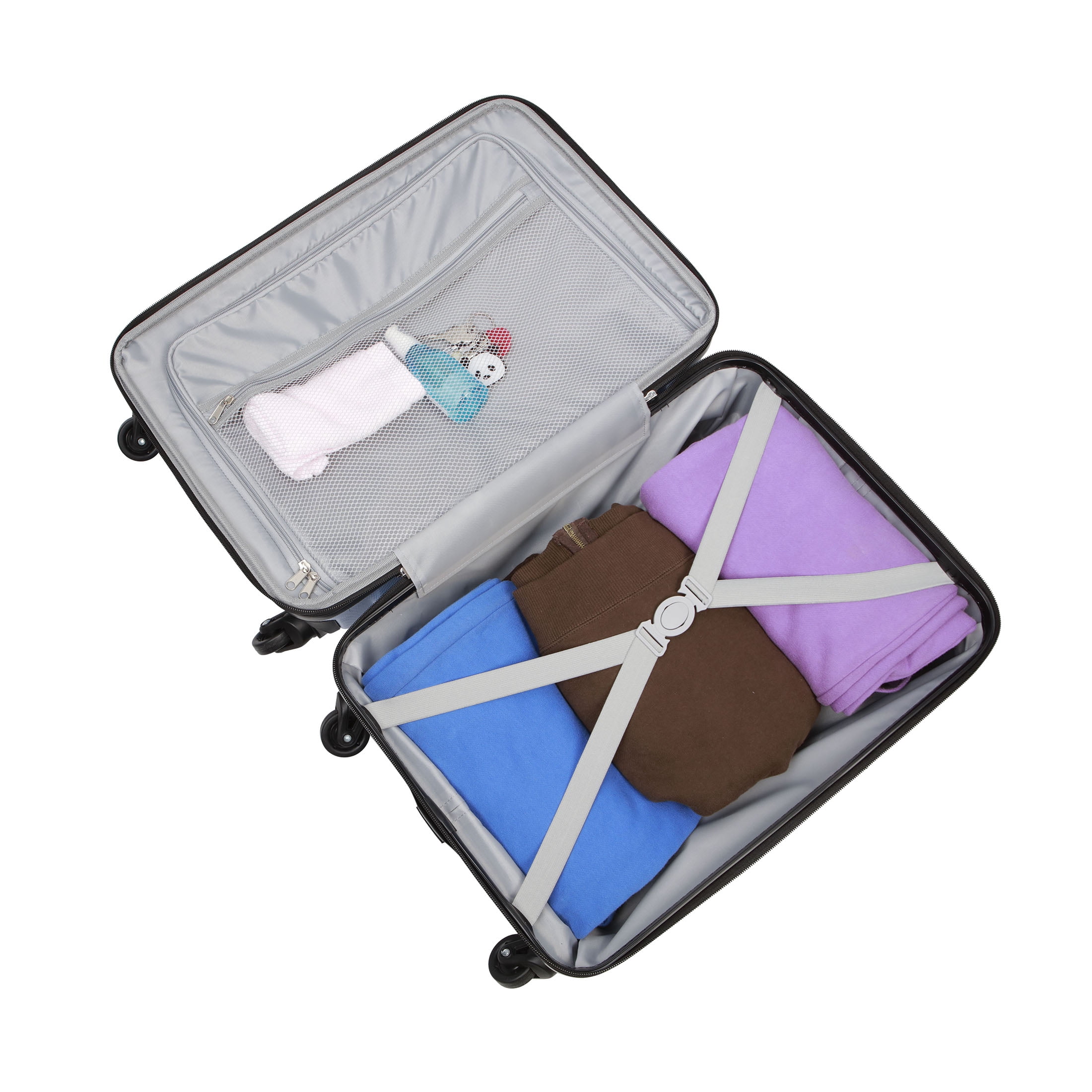 Protégé 3-Piece Hardside Luggage Set With 360 Spinner Wheels and Divider Pockets, Includes Carry-on and 2 Packing Cubes, Blue Water