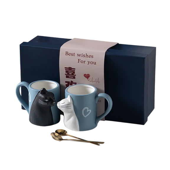 PuSpu Valentine's Day Decoration 300ml Ceramic Mug Cute Couple Water Cups