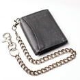 thumbnail image 3 of Black Leather Wallet Multi Card Slots Trifold RFID Wallets for Men Motorcycle Wallet with Chain, 3 of 4