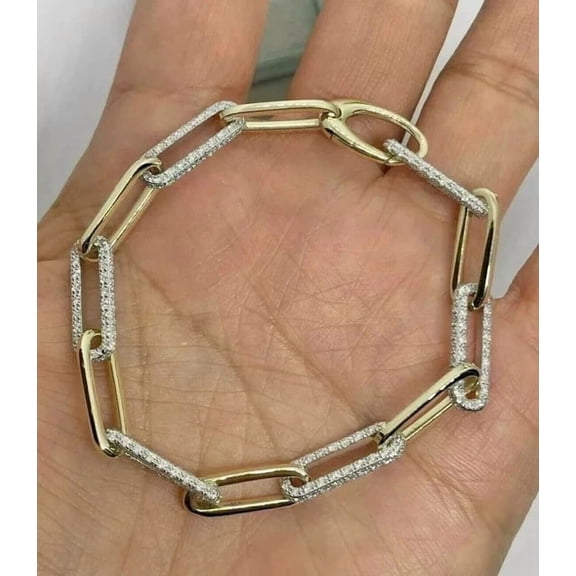 3 Ct Round Cut White Lab Created Diamond Tennis Bracelet 14K Yellow Gold Plated