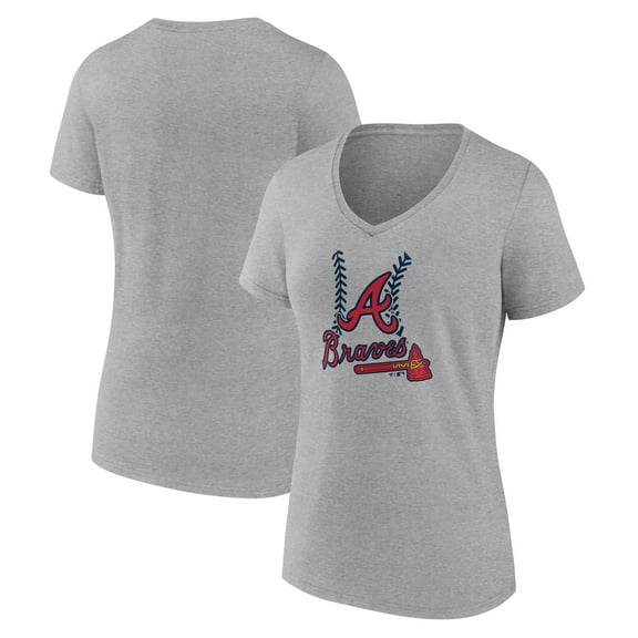 Women's Gray Atlanta Braves Fastball V-Neck T-Shirt