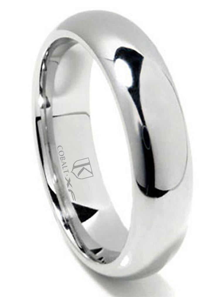High Polished Mens 6mm Wide 316L Stainless Steel Ring Cz Set Band Wedding 