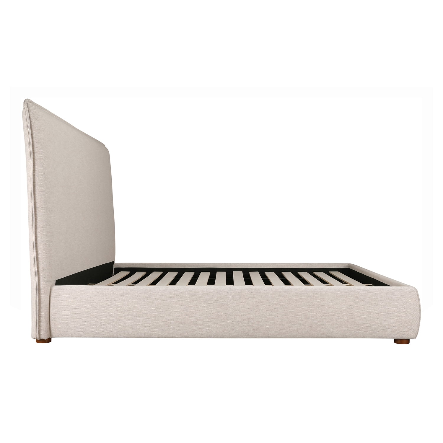 Queen Bed Frame Southwestern Style Tall Headboard Linen Blend Upholstered Bed