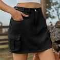 thumbnail image 4 of Homenesgenics Skirt for Women Plus Size Women's Fashion Solid Color Elastic Waist Denim Cargo Skirt Black S, 4 of 5