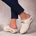 thumbnail image 4 of Wedge Suede Clogs for Women Retro Closed Toe Mules Comfortable Dress Slides Soft Soled Backless Platform Sandals Beige Size 9, 4 of 7