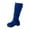 Blue, variant on Knee-High Boots for Women Leather Boots Timeless Boho Chic Casual Style Pair with Dresses and Skirts​​ Block Heel Stretch Figure Flattering Round Toe Side Zip