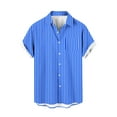thumbnail image 5 of YLSDY Fashion Men's Striped Button Down Shirt - Casual Short Sleeve Regular Fit Business Dress Shirts Summer Fashion Tee Tops with Pocket Blue XXXL, 5 of 5