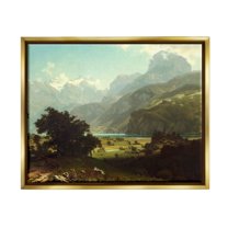 Stupell Industries Lake Lucern Albert Bierstadt Classic Fine Landscape Painting Painting Metallic Gold Floating Framed Canvas Print Wall Art, Design by one1000paintings