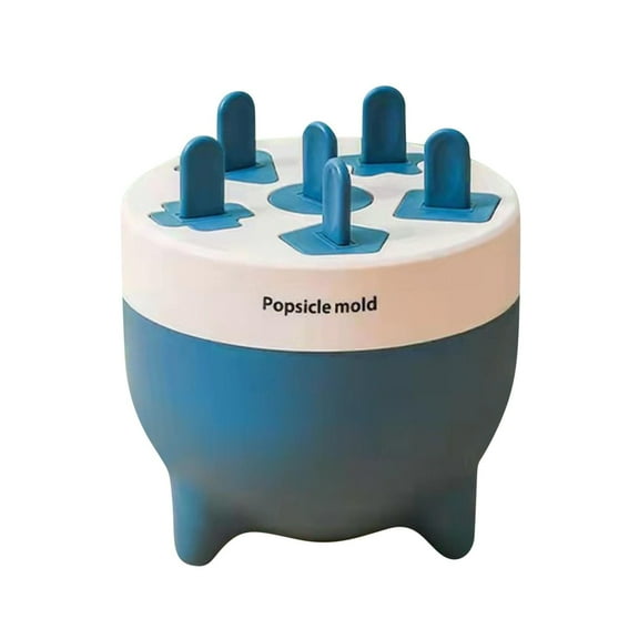 Fiaya Women Ice Popsicle Tray with Lid, 1pc 6 Cavity Cylinder Square Triangle Ice Pop Maker, Homemade Ice Cream Mold for Party Yogurt Juice Smoothies (Blue)