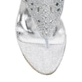 thumbnail image 4 of Liliana CC10 Women Glitter Leatherette Stone Decor Platform Thong Cork Heel Wedge Sandal, 4 of 5