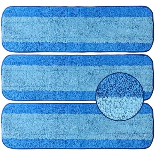 Microfiber Cleaning Pads for Bona Mop, 3 Pack Reusable Microfiber Mop Pads for 18 Inch Mop, Hardwood Floor Replacement Cleaning Mop Pads, Dual-Zone Cleaning Design for Faster Cleaning, Machine Washes