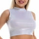 thumbnail image 2 of Women Shiny Metallic Tank Tops Vest Rave Dance Clubwear Crop Tank Tops Short Vest Summer Sleeveless Turtleneck Holographic TopsXXL Gong Bohan LED, 2 of 2