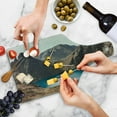 thumbnail image 4 of Landscape Cutting Board, Secret Lake on the Rock Mountain Resort Nature Earth Landscape Photo, Decorative Tempered Glass Cutting and Serving Board, Wine Bottle Shape, Brown Teal, by Ambesonne, 4 of 5