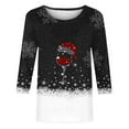 thumbnail image 4 of Bcresic Christmas Shirt Womens Xmas Hat Red Wine Glass Graphic T-Shirts Cute Snowflake Colorblock Tunic Tops Casual Crewneck T Shirts Christmas Holiday Printed Basic Tee Blouse 2024,#01_Black,Large, 4 of 4